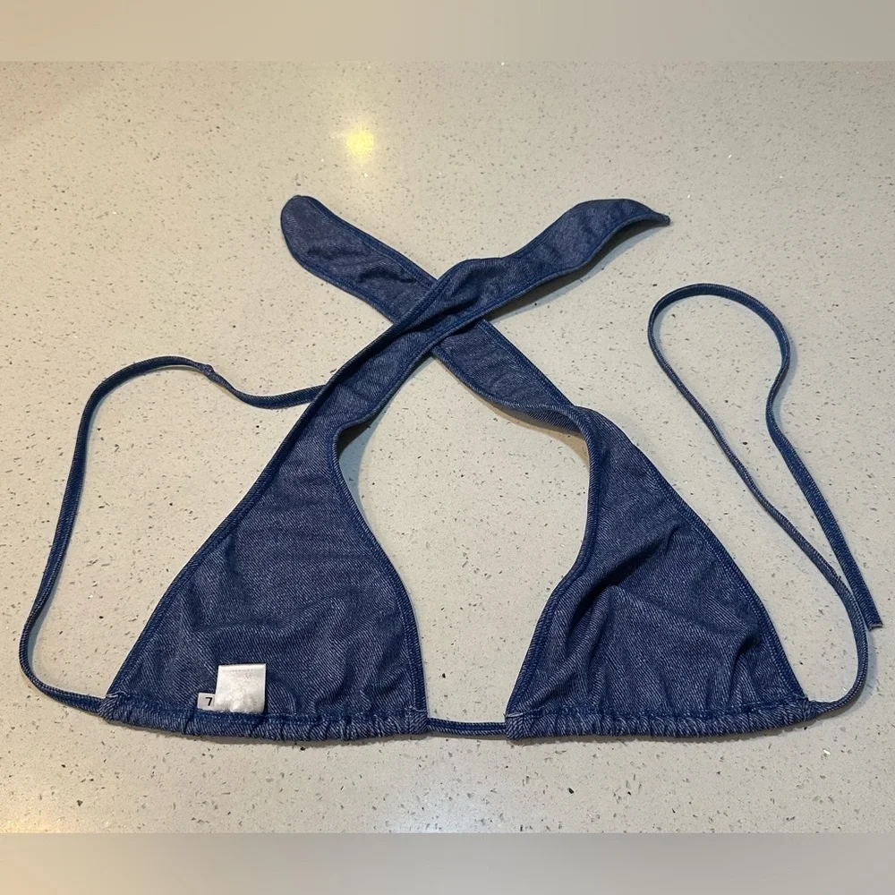 Large bikini top by Fede Swimwear - denim looking design